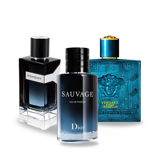 SET PARFEMA TIPA ZAMJENA (NEORIGINALNE REPLIKE) Inspirirani parfemima: Dior SAUVAGE, Yves Saint Laurent Y MEN i Versace EROS 100 ml.